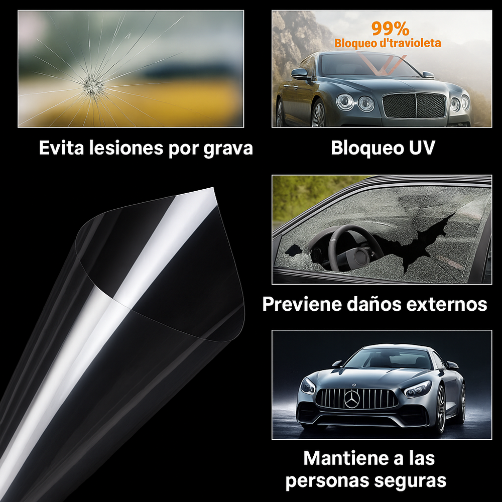 Rollo de lámina protectora transparente para ventanas de coche