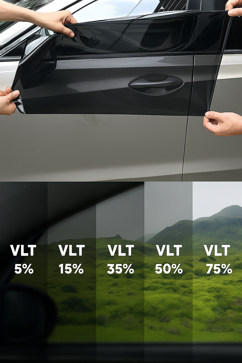 Comparativa de niveles de opacidad en láminas solares para coche